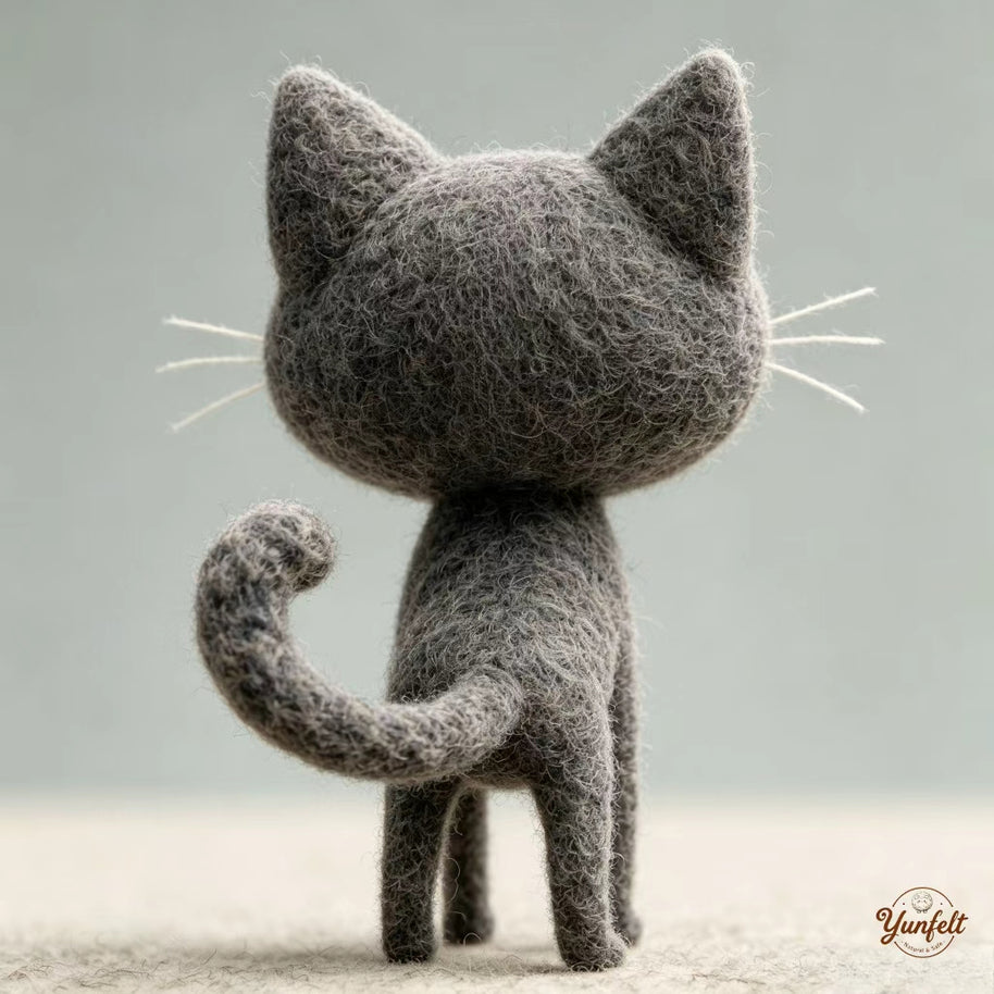 The Quietly Pleased Cat – Handmade Wool Felt Figurine