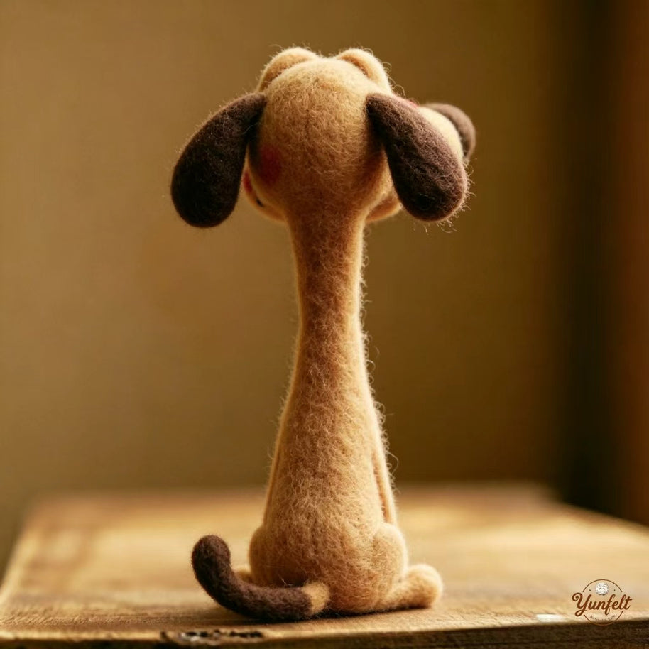 Handmade Wool Felt Cartoon Dog Figurine – Whimsical Desk Decor Gift