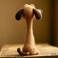 Handmade Wool Felt Cartoon Dog Figurine – Whimsical Desk Decor Gift