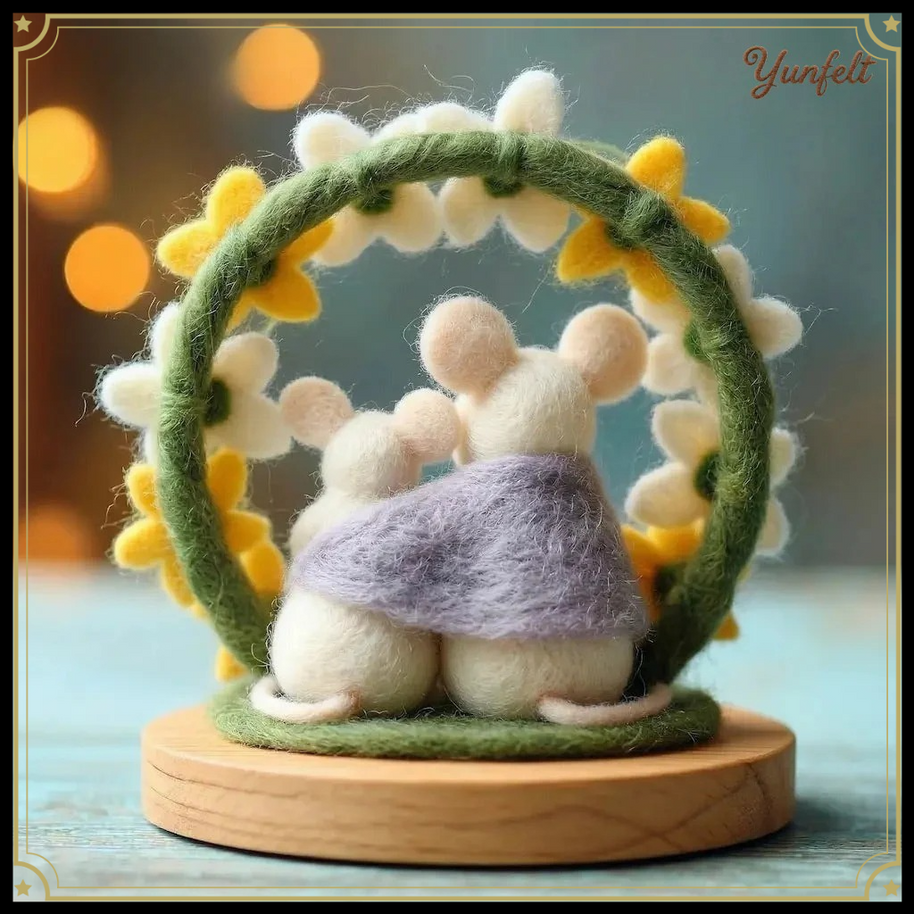 Mother & Child Snuggle Wreath – Wool Felt Family Love Display
