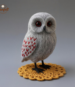 Magical Messenger Snowy Owl – Wool Felt Wisdom & Luck Figurine