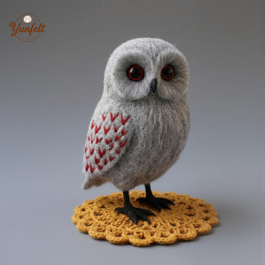 Magical Messenger Snowy Owl – Wool Felt Wisdom & Luck Figurine