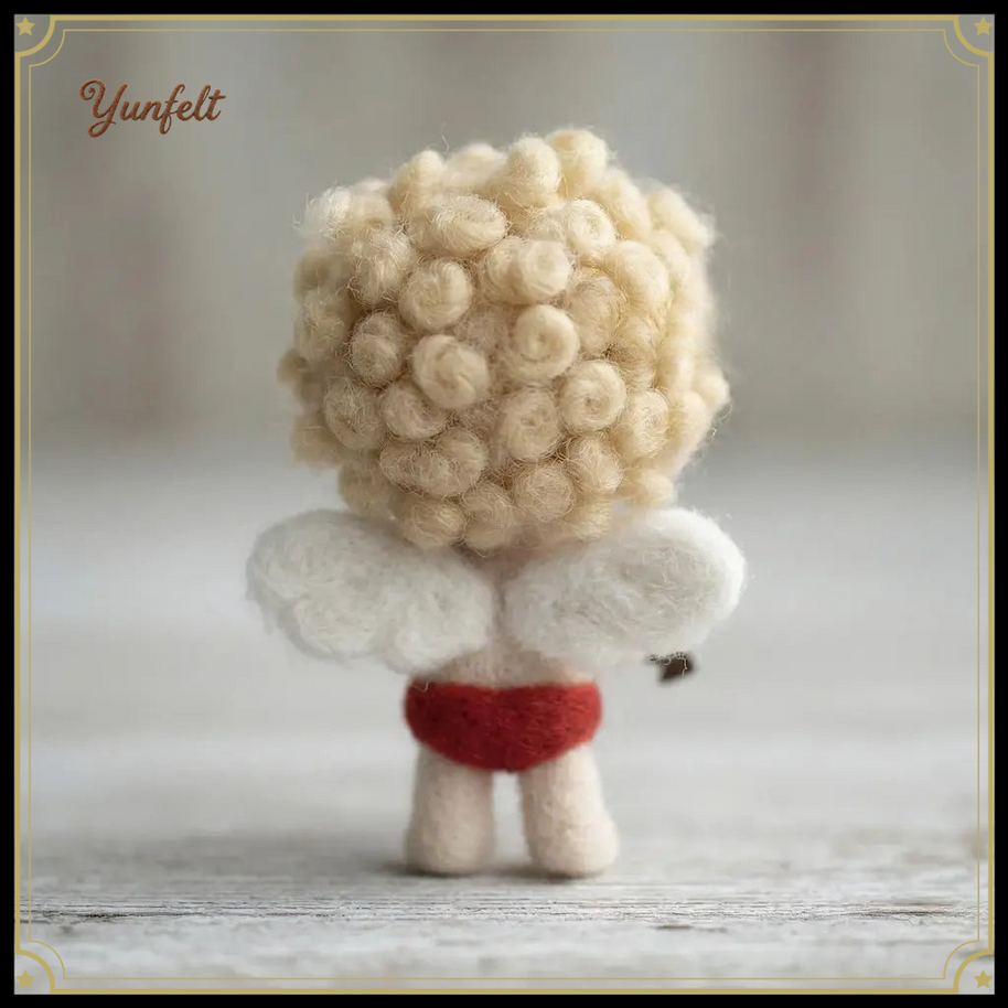 Cherub Cupid Ornament – Wool Felt Heart & Arrow Hanging Decor