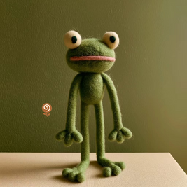 The Long-Legged Daydreamer Frog – Handmade Wool Felt Figurine