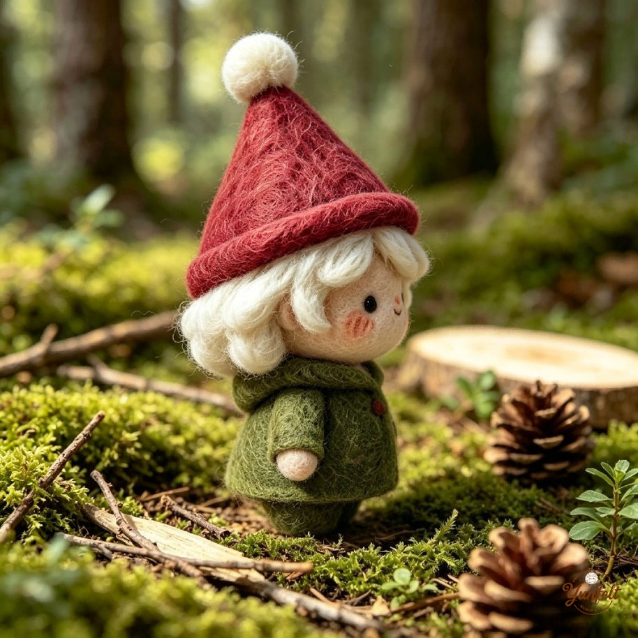 Handmade Wool Felt Forest Gnome Figurine – Winter Holiday Home Decor Gift