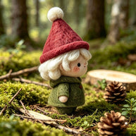Handmade Wool Felt Forest Gnome Figurine – Winter Holiday Home Decor Gift