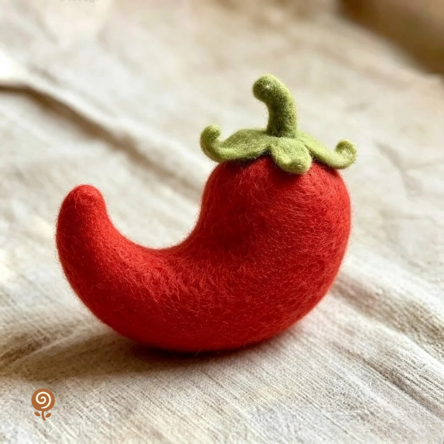 The Bashful Chili Pepper – Handmade Wool Felt Figurine