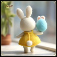 Easter Bunny with Tulip Egg – Wool Felt Yellow Dress Surprise
