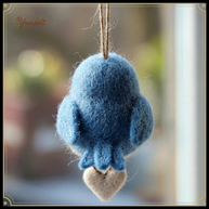 Bluebird of Happiness with Daisy Heart – Wool Felt Hanging Ornament
