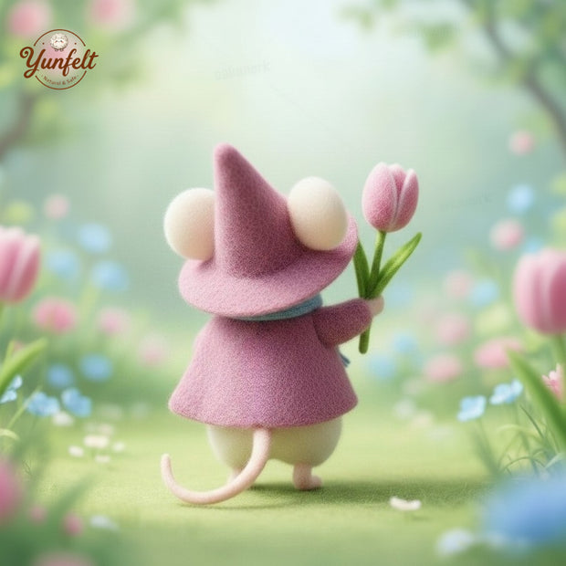 Mushroom Explorer with Wizard Hat & Cape – Wool Felt Forest Sprite