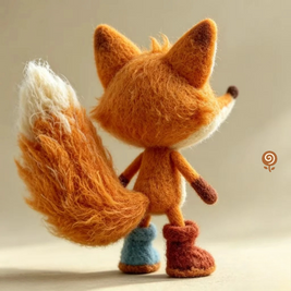 The Little Fox in Mismatched Boots – Handmade Wool Felt Figurine