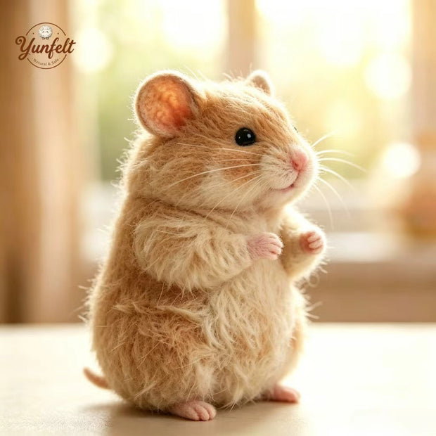 Handmade Wool Felt Standing Hamster Figurine – Cute Desk Decor Gift