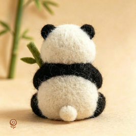 The Peaceful Panda – Handmade Wool Felt Figurine with Bamboo
