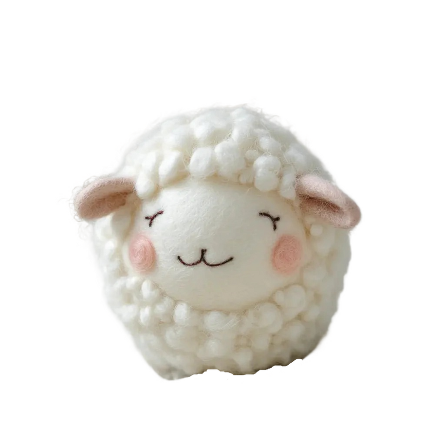 Chubby Spring Lamb – Wool Felt Curly Easter Figurine