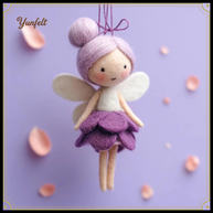Flower Fairy with Purple Petal Dress – Wool Felt Hanging Ornament