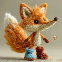 The Little Fox in Mismatched Boots – Handmade Wool Felt Figurine