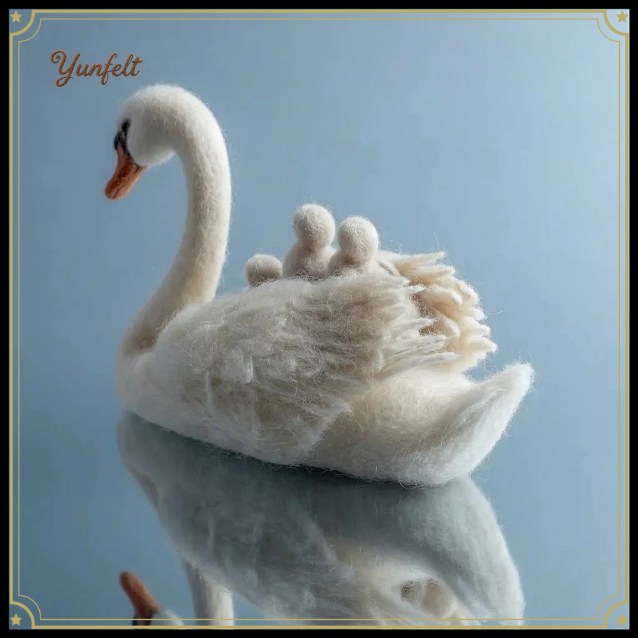 Mother Swan & Cygnets – Wool Felt Heirloom Sculpture