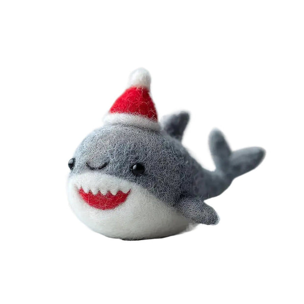 Shark with Santa Hat – Wool Felt Festive Ocean Friend