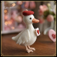 Love Letter Duck in Red Beret – Wool Felt Parisian Messenger