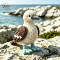 Handmade Wool Felt Blue-Footed Bird Figurine – Coastal Desk Decor Gift