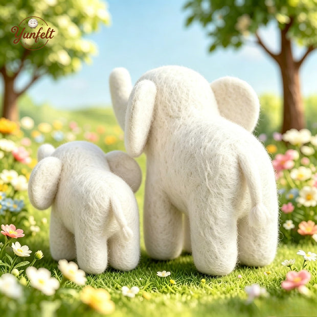 Lucky Mother & Baby Elephant – Wool Felt Fortune Symbol Set
