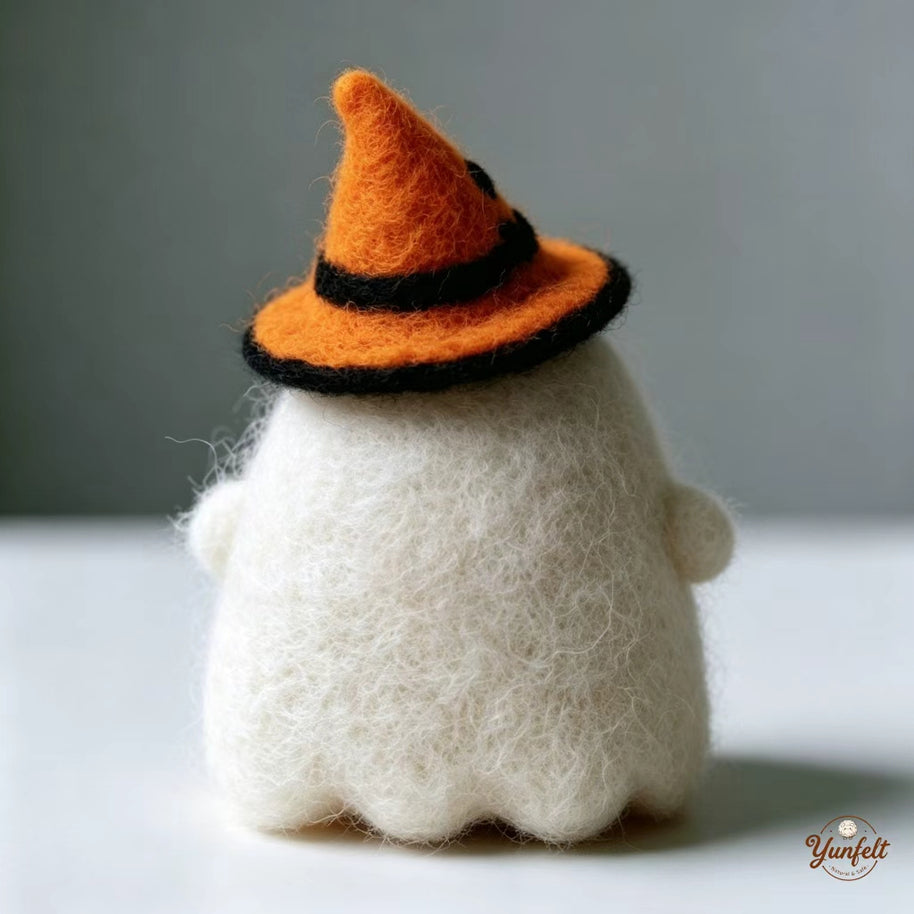 Handmade Wool Felt Halloween Ghost Figurine – Spooky Desk Decor Gift