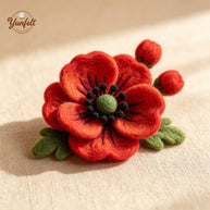 Handmade Wool Felt Red Poppy Brooch – Floral Fashion Accessory Gift