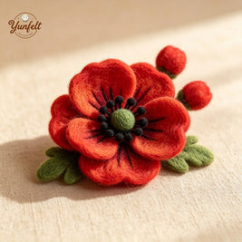 The Wildflower Brooch – Handmade Wool Felt Poppy or Blush Floral Accessory