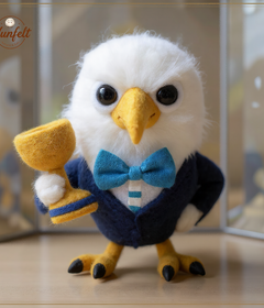 Champion Gentleman Eagle with Trophy – Wool Felt Success Mascot