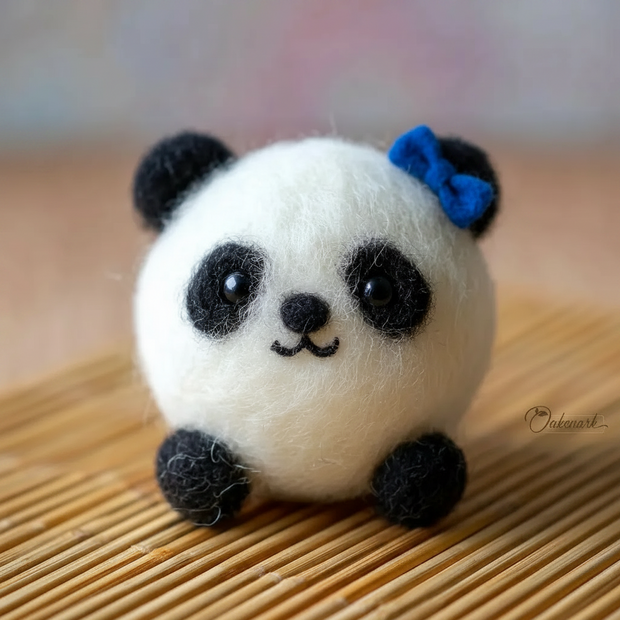 Round Chubby Panda Figurine – Classic or Blushing with Bow