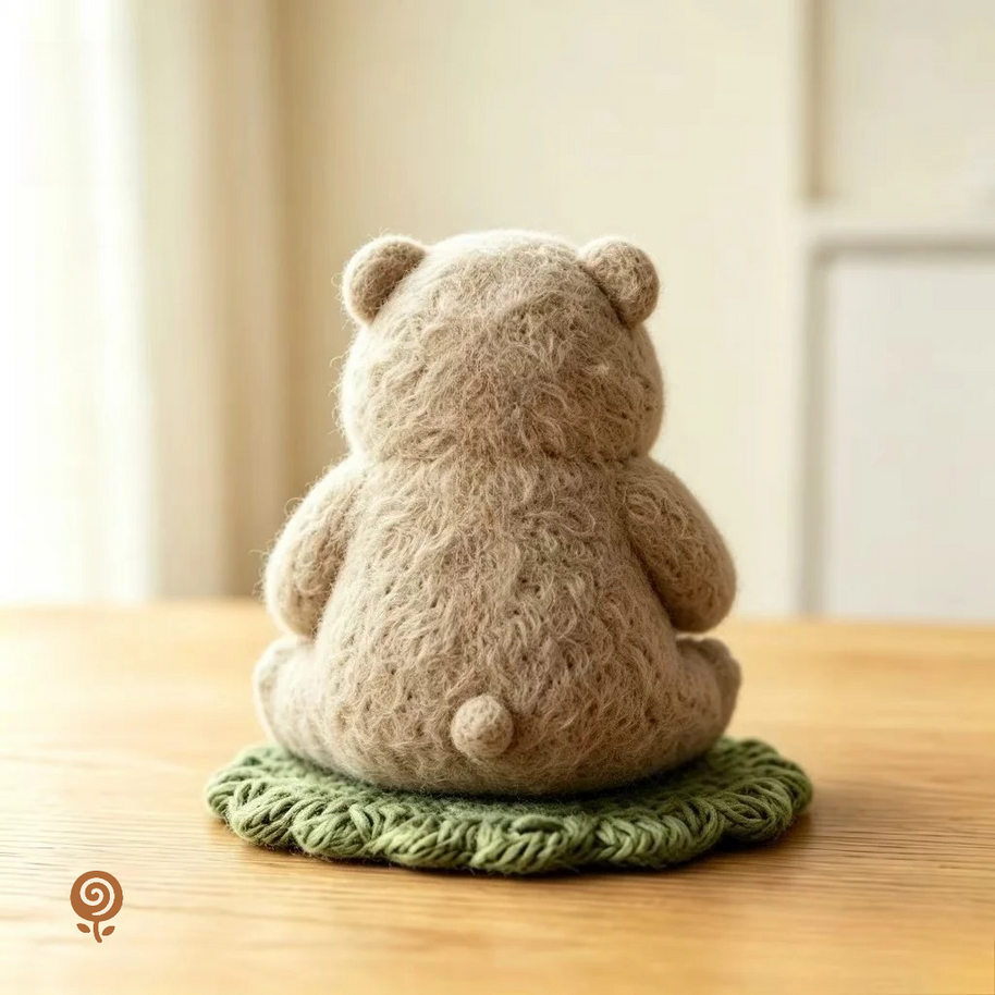 The Little Reading Bear – Handmade Wool Felt Figurine