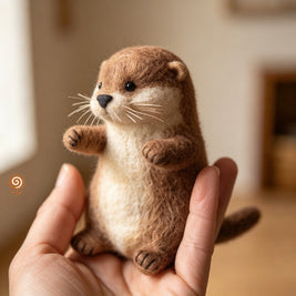 The Curious Little Otter – Handmade Wool Felt Otter Figurine