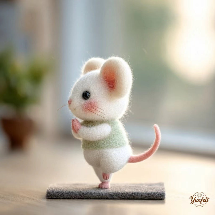 The Little Kung Fu Mouse – Handmade Wool Felt Figurine