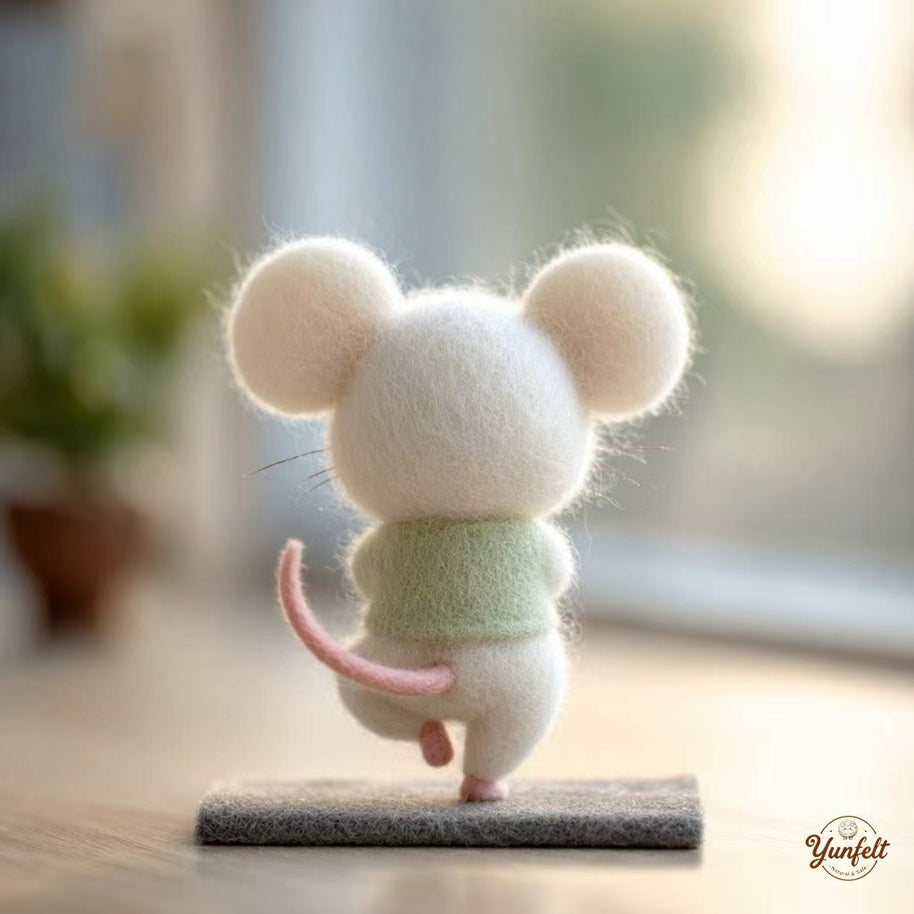 The Little Kung Fu Mouse – Handmade Wool Felt Figurine