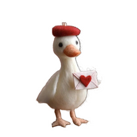 Love Letter Duck in Red Beret – Wool Felt Parisian Messenger