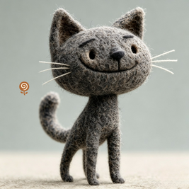 The Quietly Pleased Cat – Handmade Wool Felt Figurine