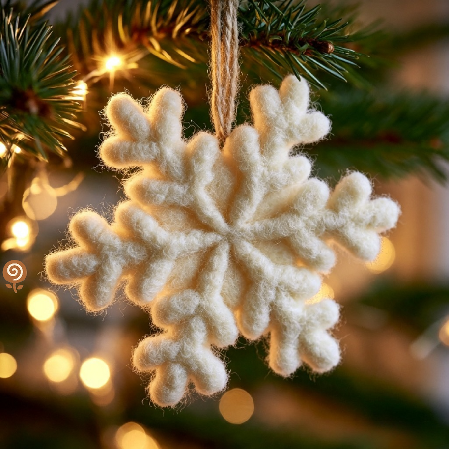 The Winter Wool Snowflake – Handmade Wool Felt Christmas Hanging Ornament