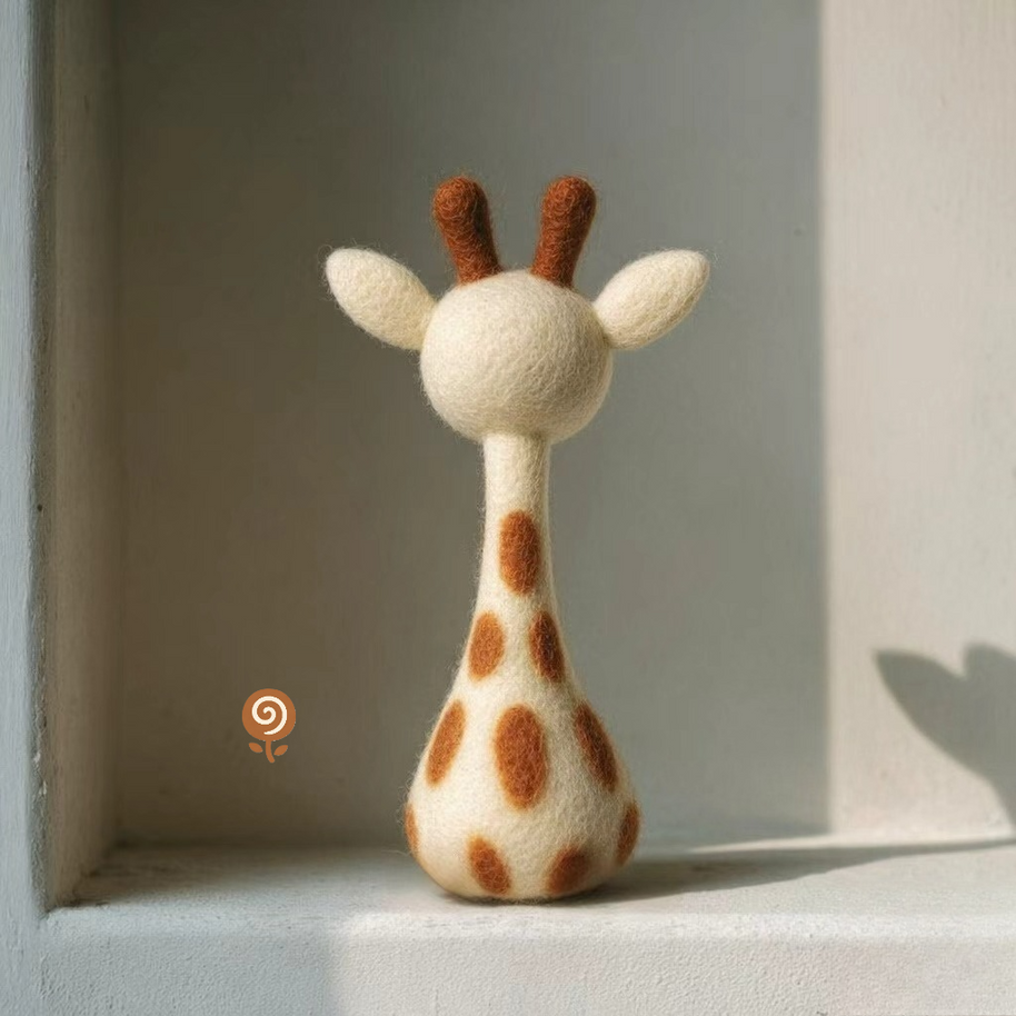 The Sunny Little Giraffe – Handmade Wool Felt Figurine