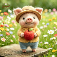 Handmade Wool Felt Piglet Figurine – Storybook Desk Decor Gift