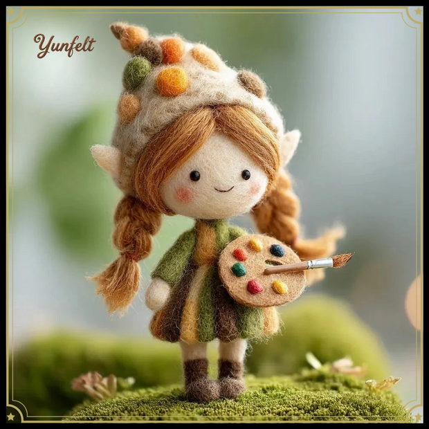 Artist Elf Girl – Wool Felt Creative Muse Figurine