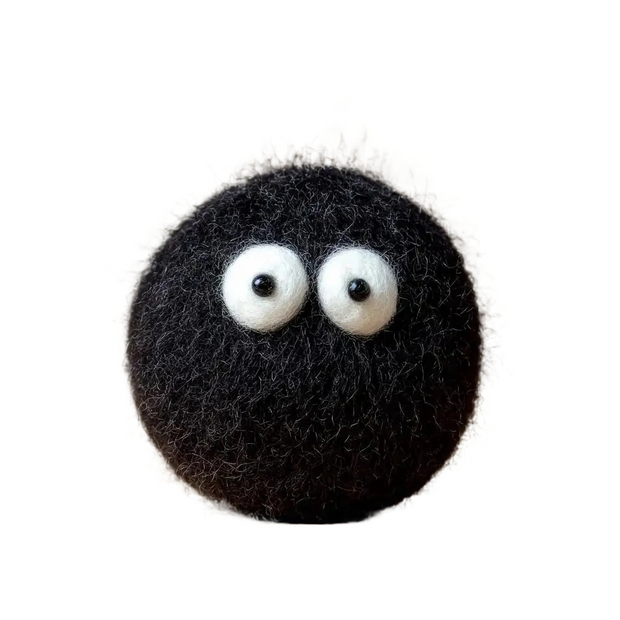 Soot Spirit Dust Bunny – Wool Felt Fuzzy Creature Figurine