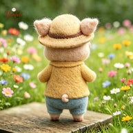 Handmade Wool Felt Piglet Figurine – Storybook Desk Decor Gift