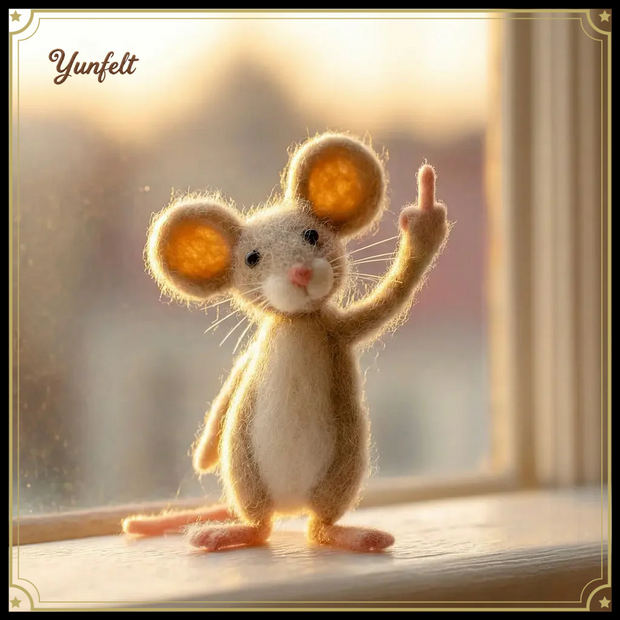 Sassy Rebel Mouse – Wool Felt Little Attitude Desk Figurine