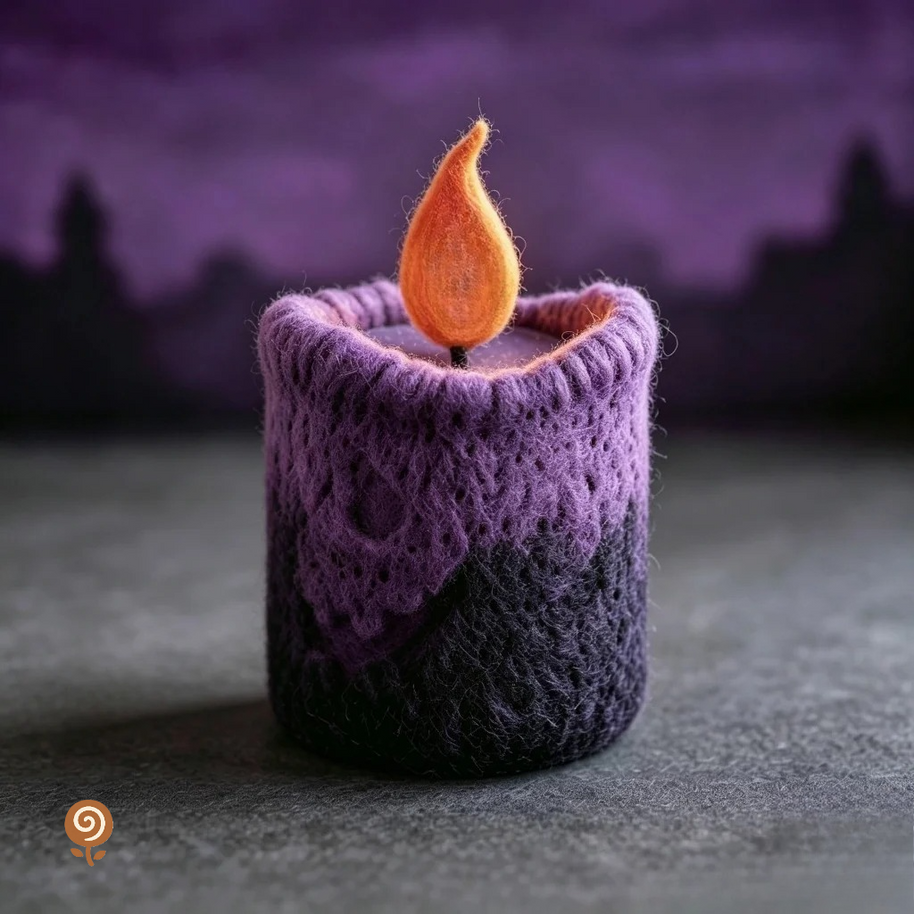 The Spooky Halloween Candle – Handmade Wool Felt Skull or Jack-o’-Lantern Figurine