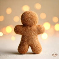 Handmade Wool Felt Gingerbread Man Figurine – Christmas Holiday Desk Decor Gift