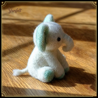 Cream and Mint Green Baby Elephant – Lucky Wool Felt Desk Pet
