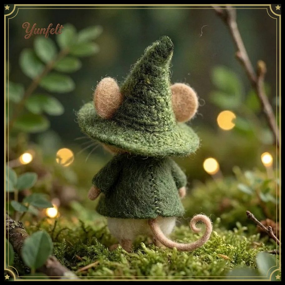 Mushroom Explorer with Wizard Hat & Cape – Wool Felt Forest Sprite