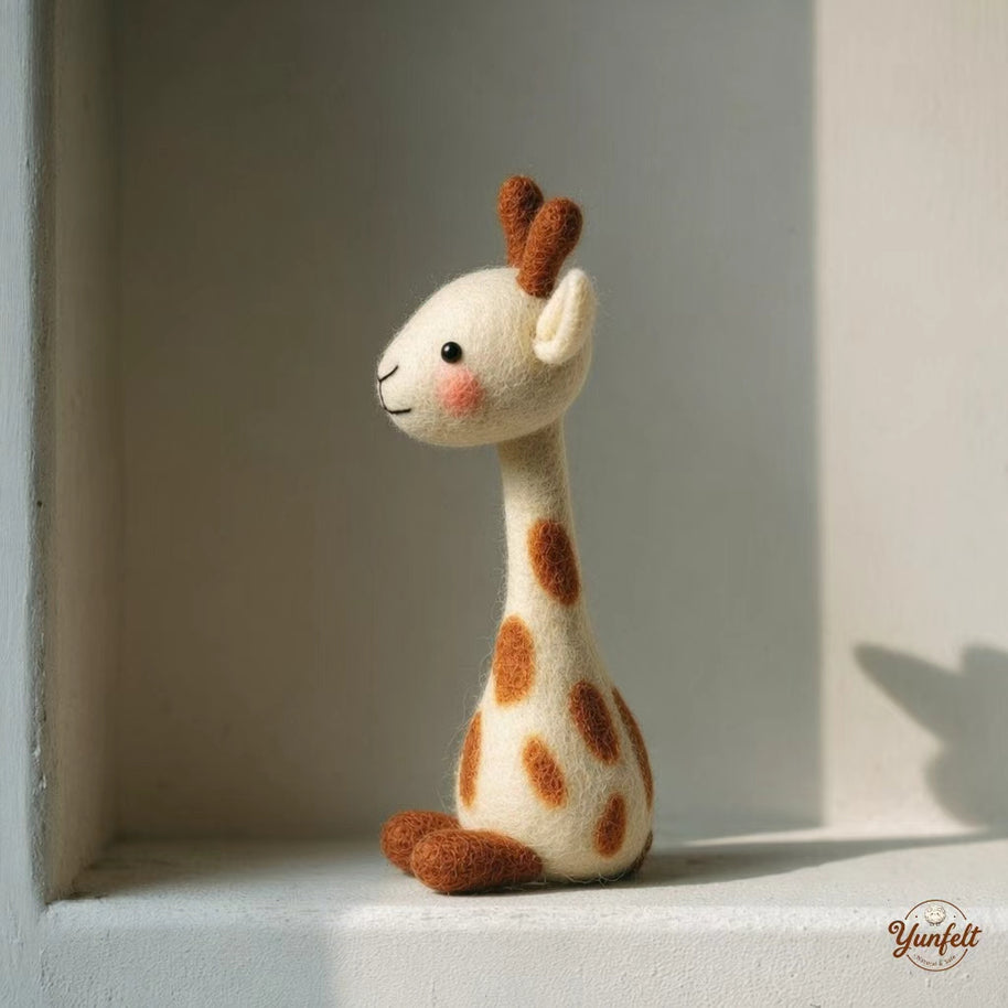The Sunny Little Giraffe – Handmade Wool Felt Figurine