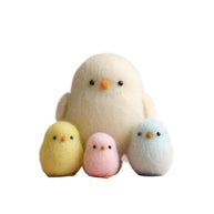 Nestling Family Set – Wool Felt Mama Chick & Three Baby Birds