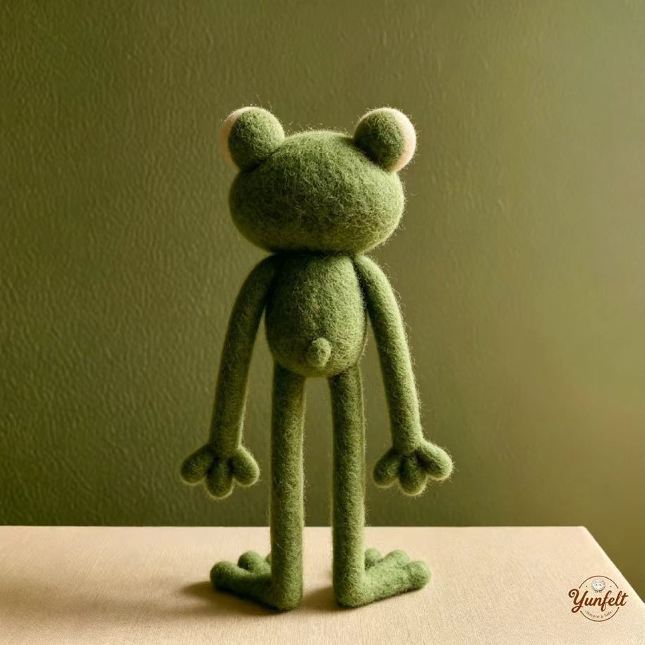 The Long-Legged Daydreamer Frog – Handmade Wool Felt Figurine